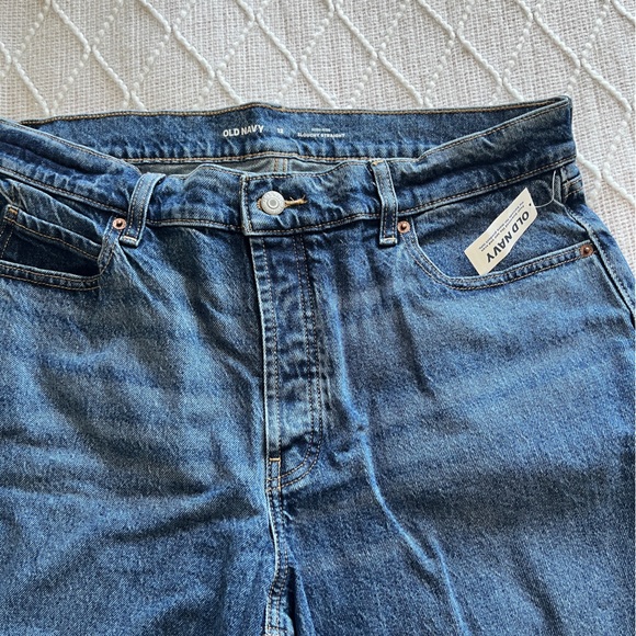 High Waisted Button Fly Slouchy Straight Ripped Jeans Size 12 Regular Length - Picture 6 of 8